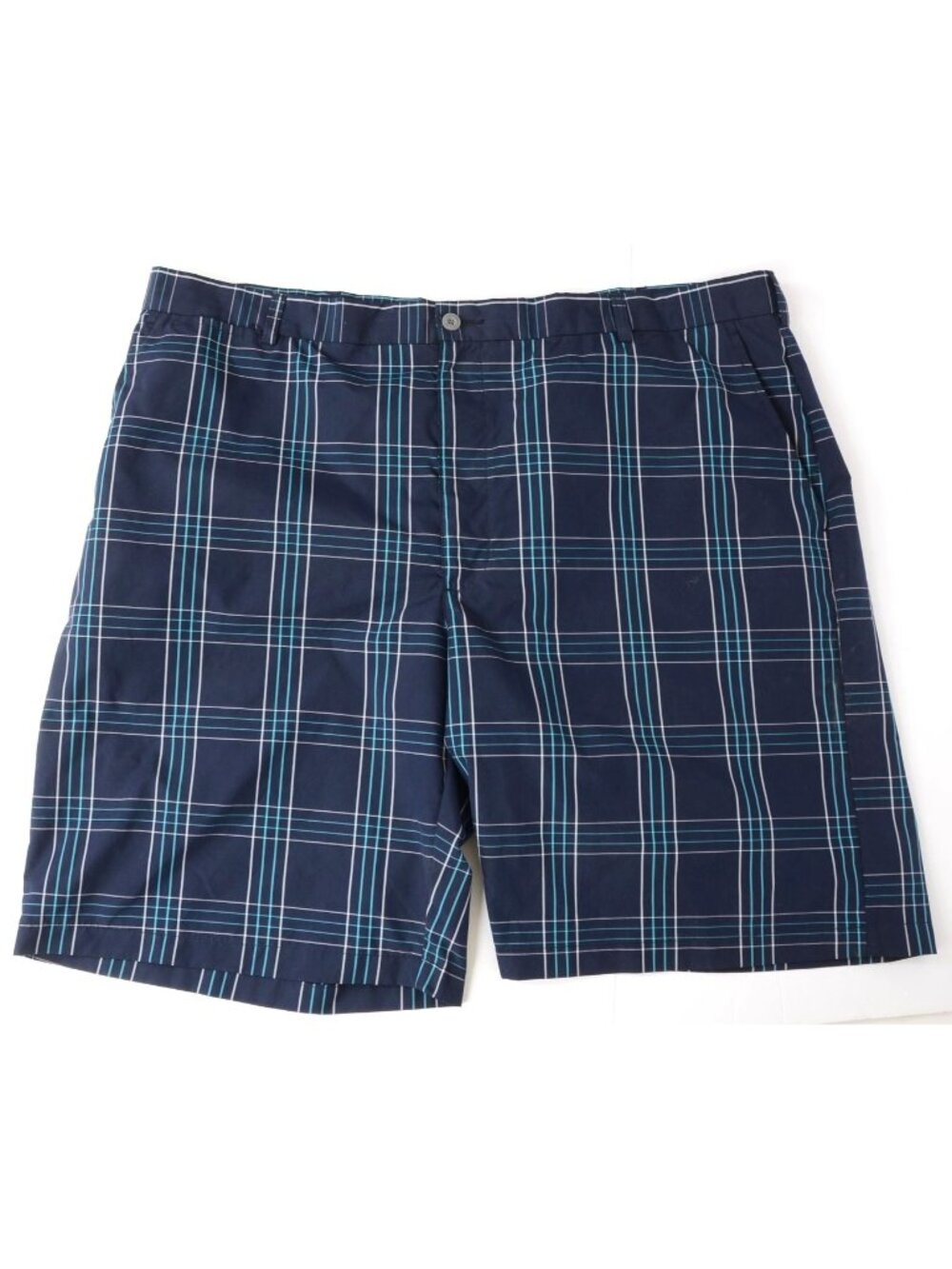 Ben Hogan Performance Golf Shorts Men's 42 Blue Plaid Flat Front Preppy Sporty